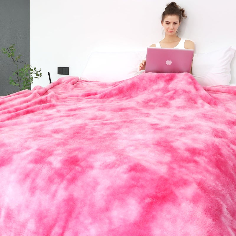 obinsm Warm Blanket Pink Soft Fleece Blankets Throw Blankets for Bed - Image 1